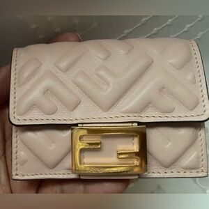 Fendi Blush Leather Wallet with Gold Clasp
